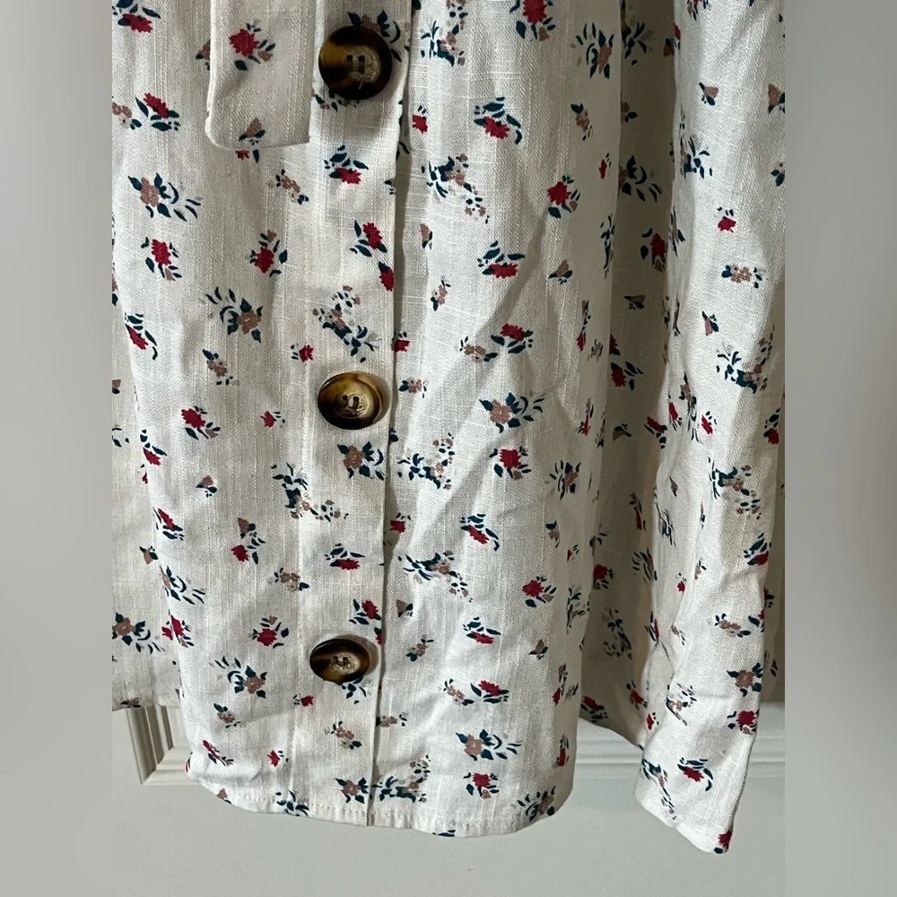 Monteau Rayon/Linen Blend Floral off-White Sleeveless Dress Juniors Size Large - Picture 3 of 15